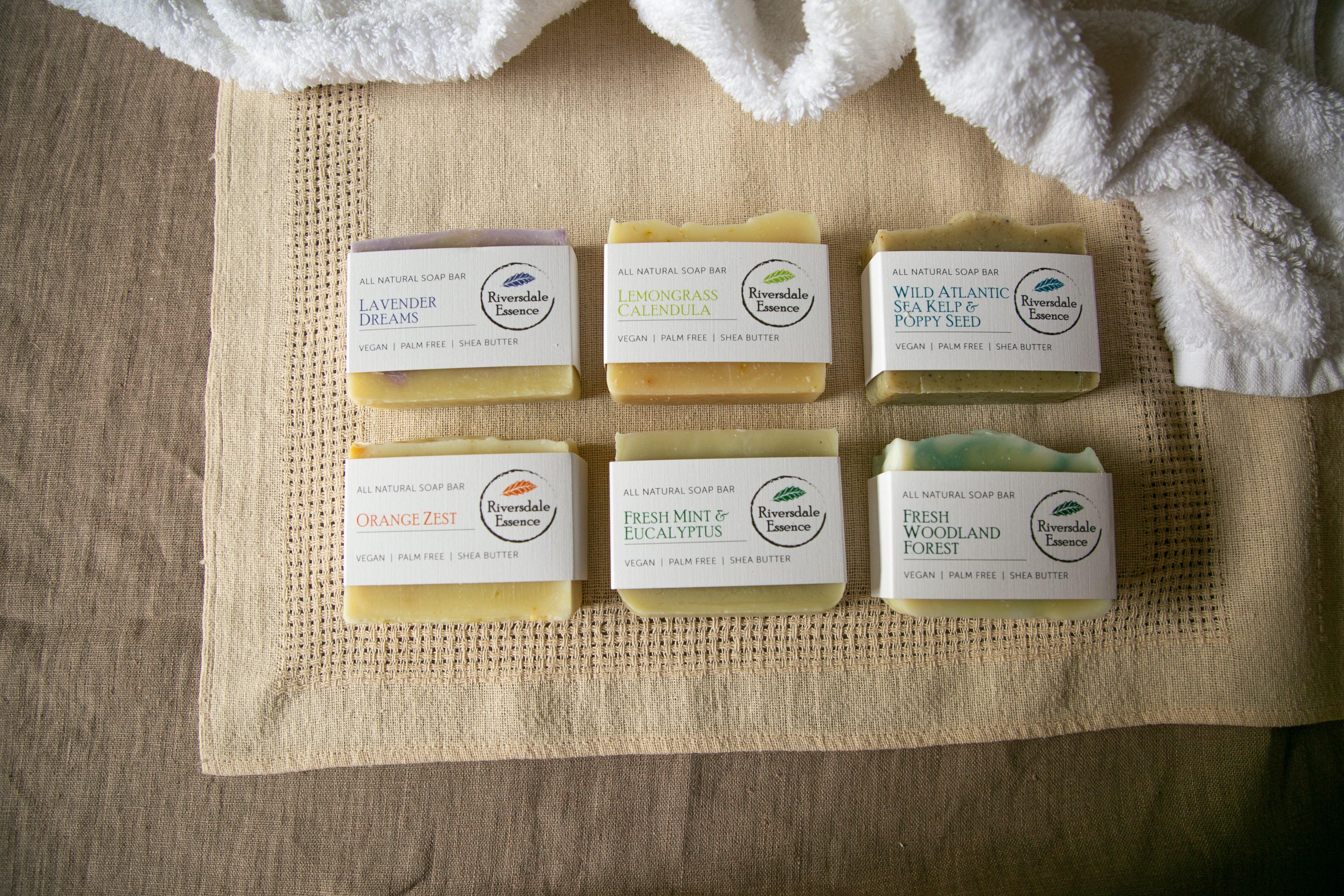 Handmade 6 Bar Soap Set - Orange Zest/Mint/Coffee/Woodland Forest/Wild Atlantic Sea Kelp/Bee Happy Honee